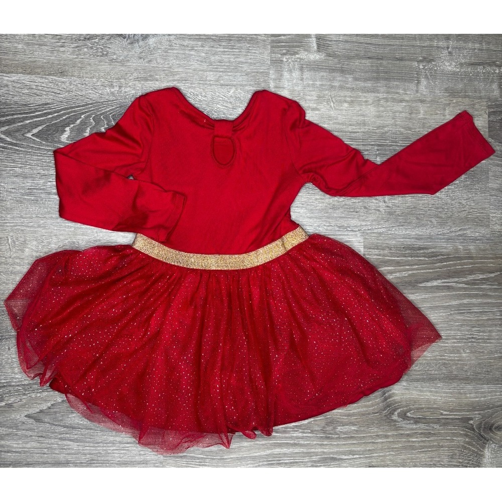 Girls Red Long Sleeve Dress Sequin Glitter Tutu Winter Christmas Holiday‎ Sz 4T - Picture 2 of 5